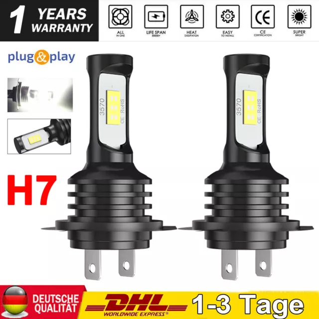 2 X 80W H7 LED Scheinwerfer Kit Fern Auto 6500K Weiß 12V24V IP68 Lampe Halogen