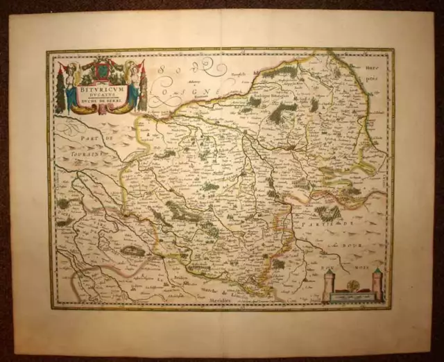 Map Geographic old Bishop D'Playground Per Jansson Janssonius 1640 Antic Map