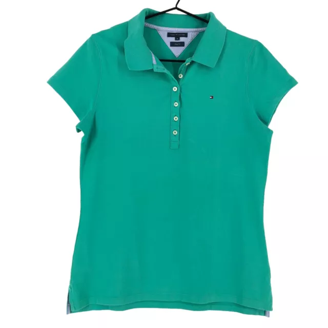 Tommy Hilfiger Col Polo T-Shirt Slim Fit Vert Femme Taille XL