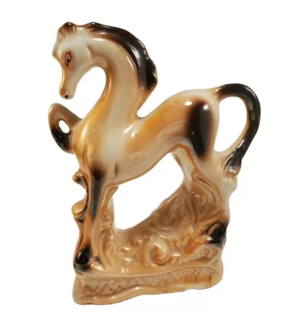 Vtg Prancing Horse FIGURINE Iridescent Lusterware Glazed Ceramic Made In Brazil