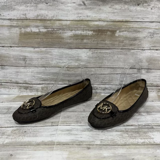 Michael Kors Lillie Women's Coated Canvas Logo Moccasin Loafer Size 9M Brown