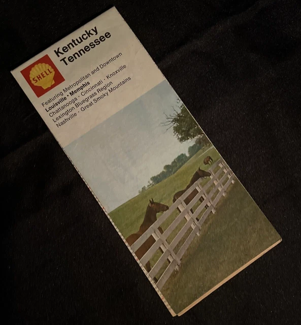 Vintage Shell Gas Oil Road Map Kentucky Tennessee 1962 Louisville Nashville