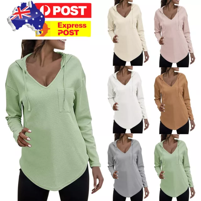 Womens Hooded Sweatshirt Long Sleeve Hoodies Casual Pullovers With Pocket Tops
