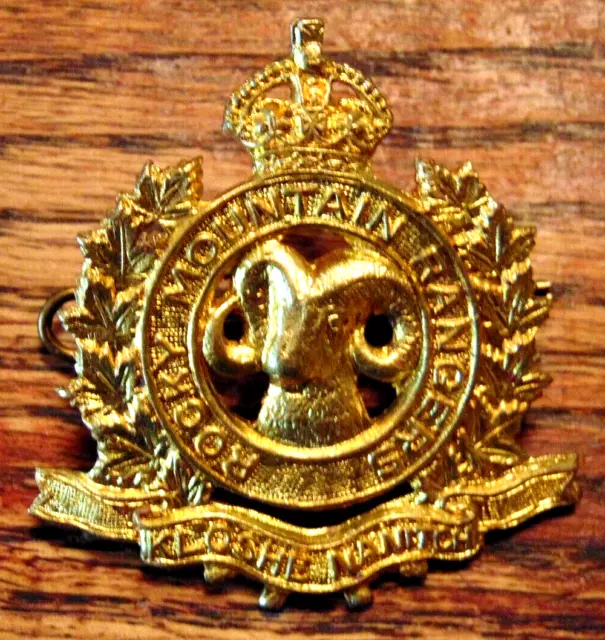 CANADA Canadian Rocky Mountain Rangers metal brass cap badge KC WW2 era