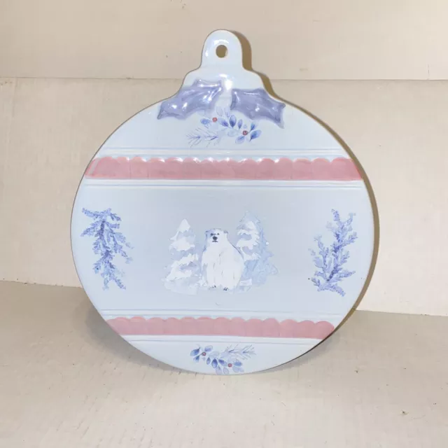 Pfaltzgraff Winter Frost Snowy Polar Bear Scene Ornament Trivet Hot Plate Tray