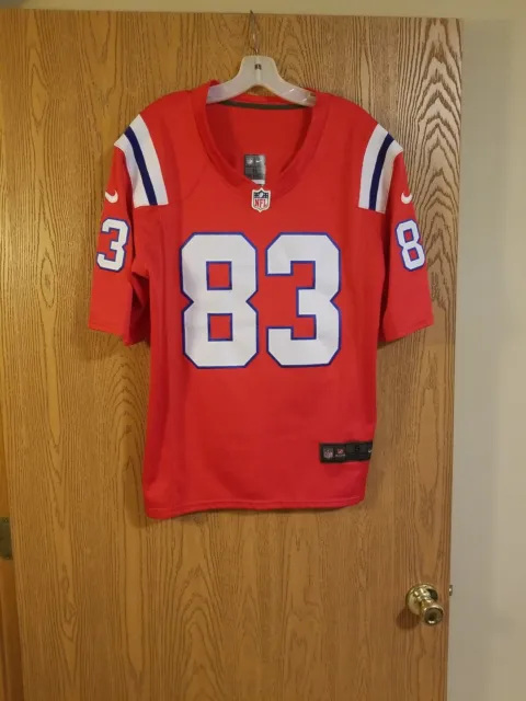 Wes Welker #83 New England Patriots Sewn Nike On Field Red Jersey Adult S EUC