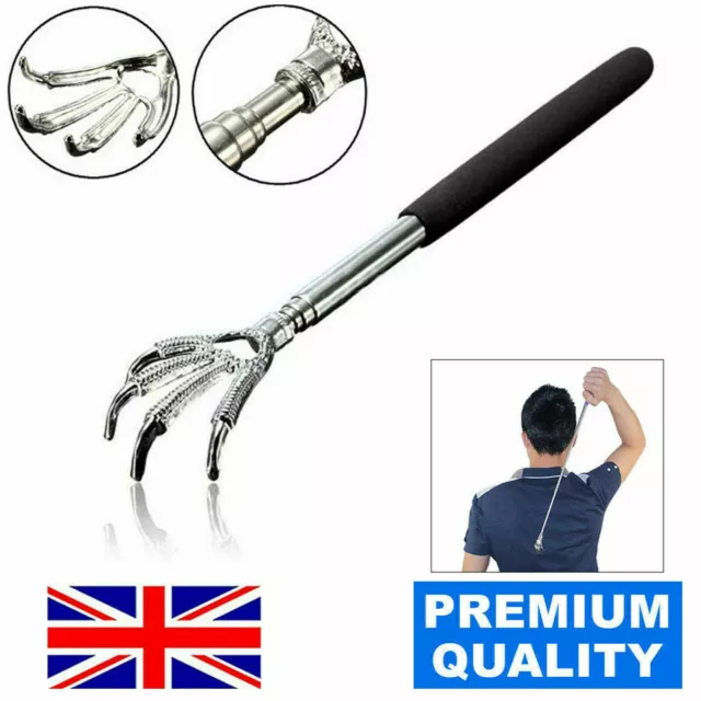 Extendable Back Scratcher Metal Telescopic Eagle Claw Portable Black Massager UK