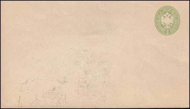 Österreich Umschlag 32 Doppeladler 3 Kreuzer 1865, Wz.1, ungebraucht, fleckig