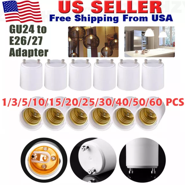 GU24 To E27 /E26 Screw LED Light Lamp Bulb Base Adapter Socket Converter Adaptor