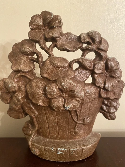 Antique Nasturtiums Cast Iron Flower Doorstop Hubley Decorative Arts