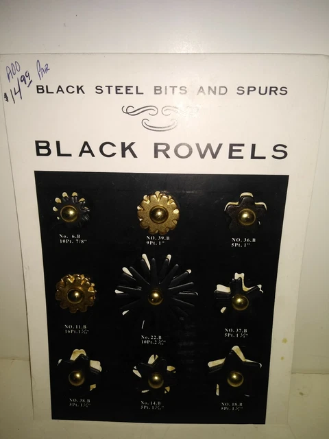 Spur Rowels Black and Brass Card of 9 pair.