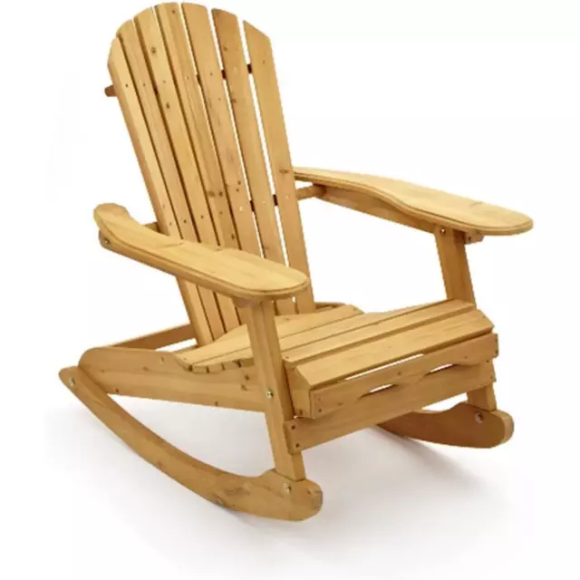 Adirondack Wooden Rocking Chair Outdoor Garden Armchair Solid Wood Furniture