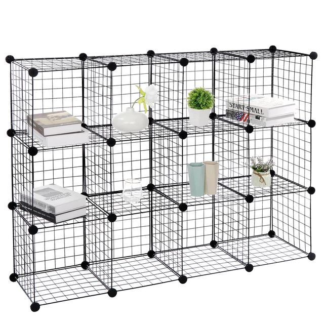 METAL WIRE CUBE Storage 12Cube Shelves Organizer Stackable Storage