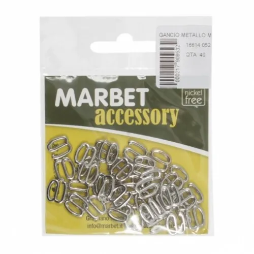 Marbet 12mm Metal Lingerie Hooks Silver - per pack of 40