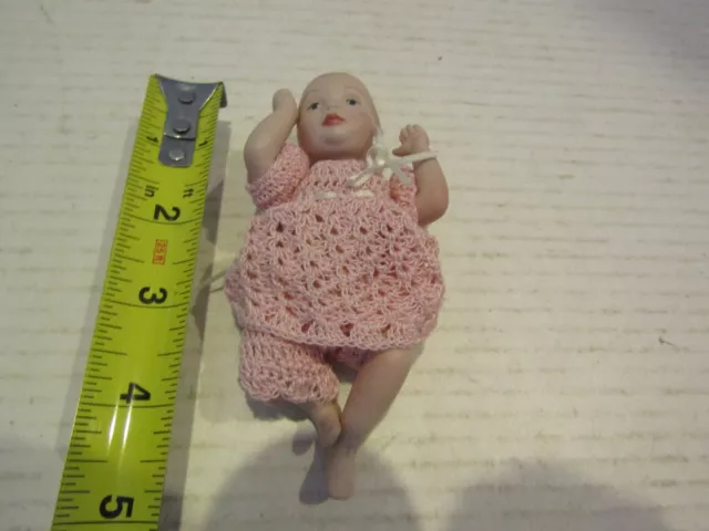 Vintage Mini Porcelain Bisque Doll 1991 Little Guy Baby Movable Arms Legs Head