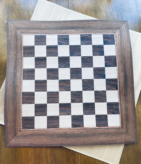 HÁGALO USTED MISMO Tablero de juego de ajedrez CHAPA SUPERPUESTA DE MADERA Cara con espalda sin terminar