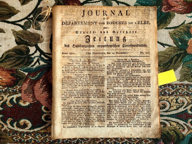1811 Zeitung  Hamburg 205 Braunschweig Feuer im Palast