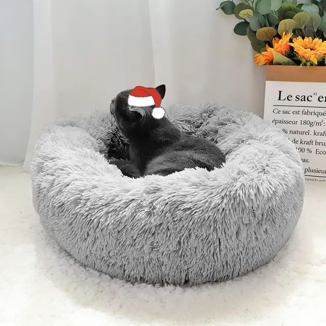 Small Dog Bed Large Cat Bed - Cat Beds for Indoor Cats, Calming Donut Kitty Bed,