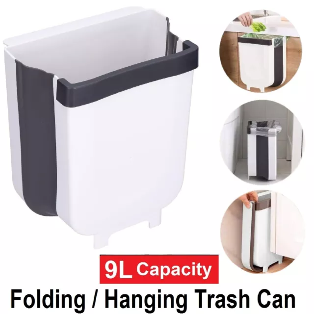 Folding Collapsible Waste Garbage Bin Hanging Trash Can Kitchen Cabinet Drawer