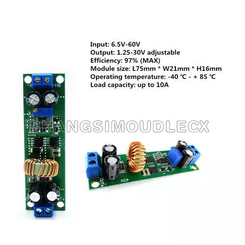 10A DC-DC 6.5-60V to1.25-30V Adjustable Buck Converter Step Down Power Module
