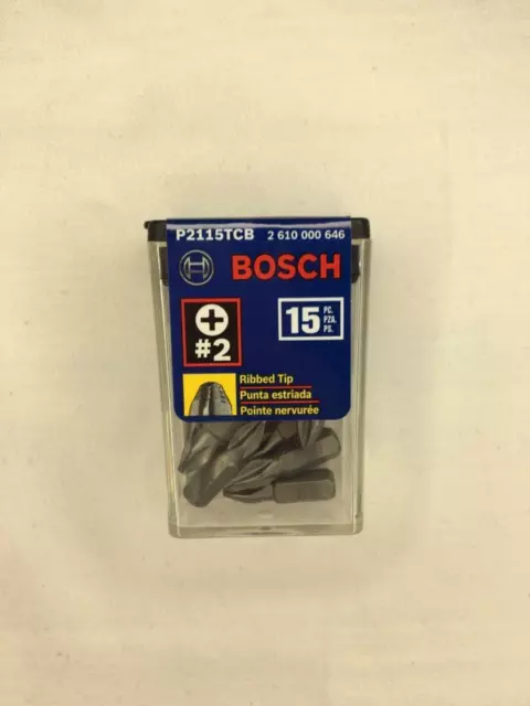 New Bosch P2115TCB 1 In. Impact Tough Phillips Insert Bit, 15-Piece