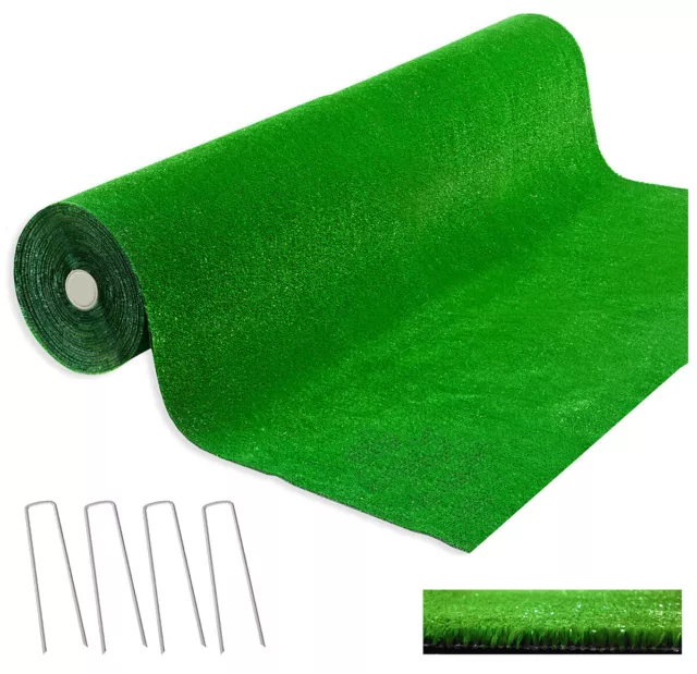 Gazon Synthétique 7 MM Rouleau 1 x 1 MT 4 Pegs - Inclus Tapis Pelouse Vert