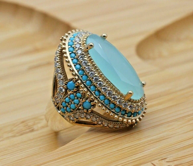 Topaze Bague pour femme faite à la main en argent sterling 925 avec pierres...