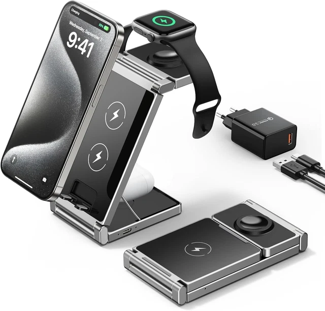 Chargeur à induction sans fil et pliable -  3 en 1