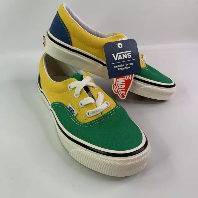 New Vans Era 95 DX Anaheim Factory Sneaker Retro Yellow Blue & Green Womens 6