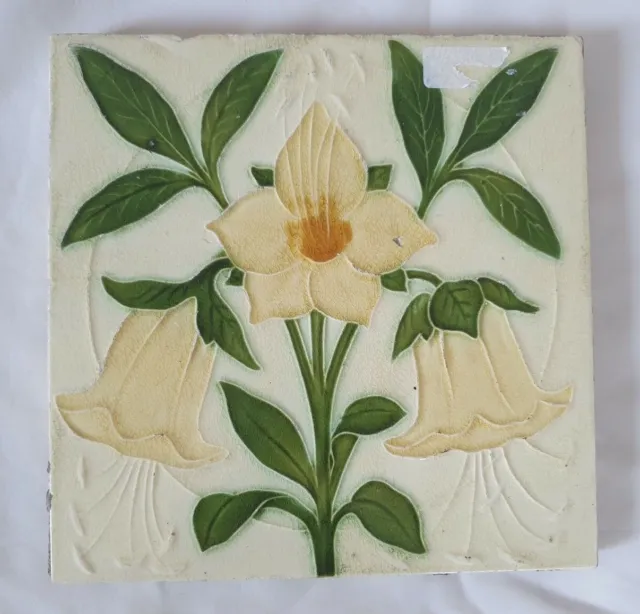 Gorgeous Antique Pilkington Floral Design 6 Inch Tile