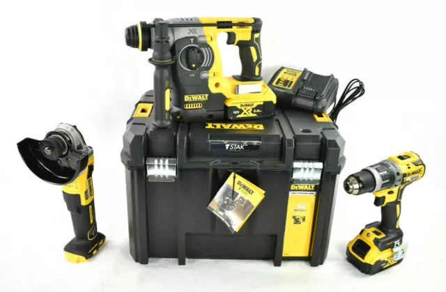 DeWalt DCH273 + DCD796 + DCG405 18V 2x5Ah Akku Werkzeug Maschinen Set Kombo-Pack