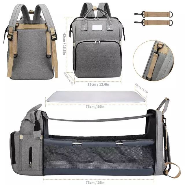 3 in 1 Baby Diaper Bag Backpack with Changing Station for Boy Girl Waterproof