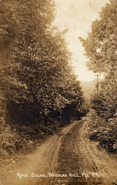 DOUGLAS HILL MAINE ~ Real Photo / RPPC - Road from Hotel to Main Street - Sebago