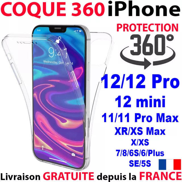 Coque Pour Iphone 12 Pro Max 11 Xr 360 Full Protection Intégrale Silicone Souple