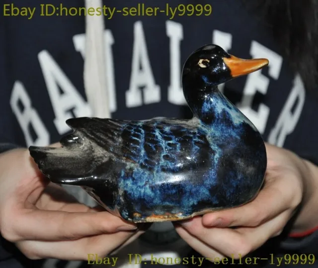 5.6" China yixing zisha pottery glaze fengshui wealth animal duck statue Tea pet