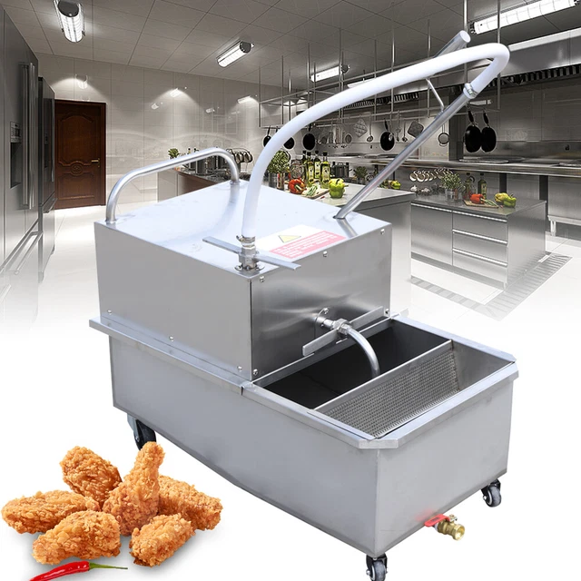 550W 55L Commercial Fryer Oil Filter Cart Cooking Oil Separator Filtration Truck