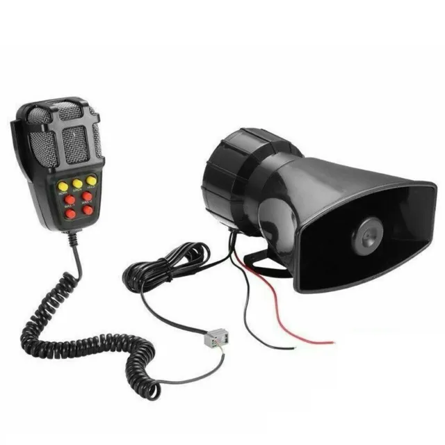 100W 12V 7 Sound Loud Car Alarm Police Fire Horn Siren PA Speaker MIC System