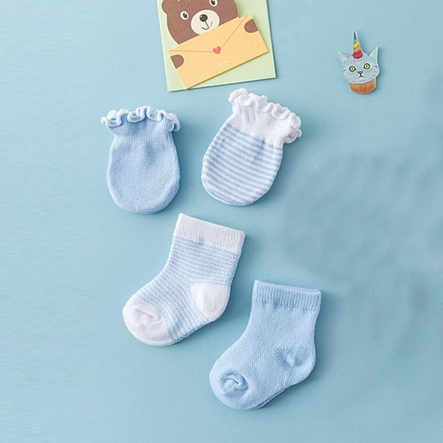 4 Paia di Calzini Bambino Guanti di Guanti di Cotone Neonato Calzini 2