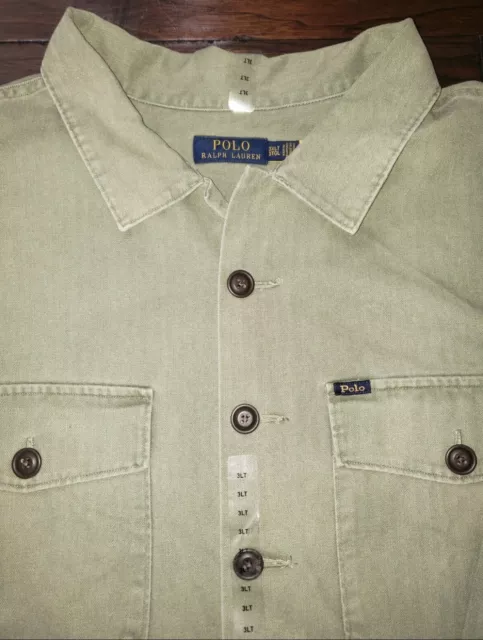 NWOT Polo Ralph Lauren Men's Classic Fit Olive Herringbone Twill Shirt Jacket