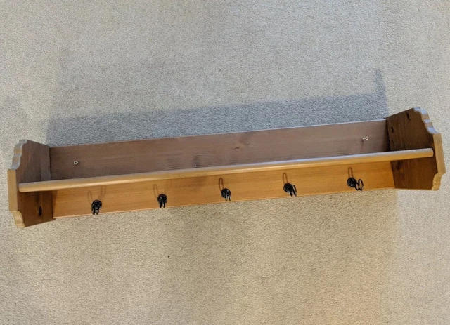 IKEA LEKSVIK WALL Mounted Wooden Coat Hook And Shelf W35