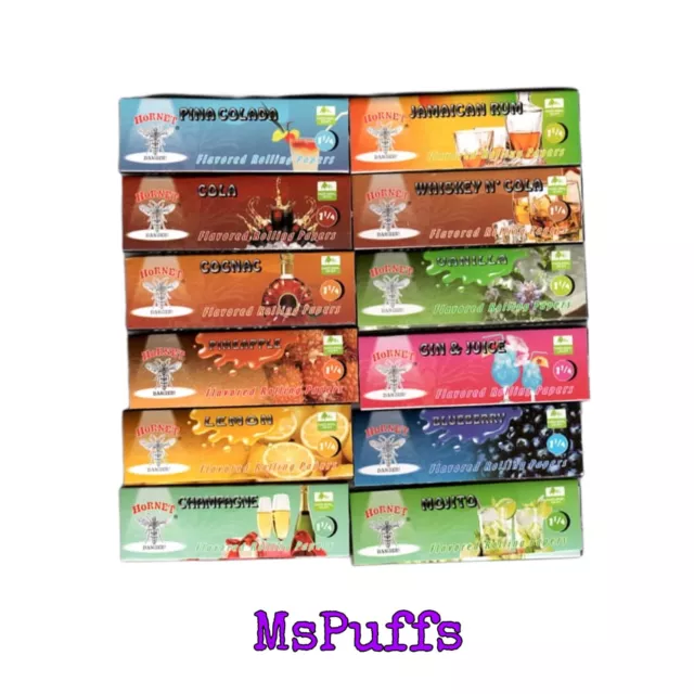12 Packs | HORNET | 1.25" Flavored Rolling Papers Rare Unique Flavors Slow Burn