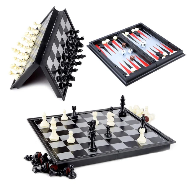 SALALIS Jeu d'échecs Gobang Gobang de Dames d'Échecs 3-en-1 Échiquier Pliant Jouet de Jeu d