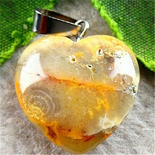 AGATE CRAZY LACE, Pendentif AGATE du MEXIQUE, Gemme Cœur en Pierre fine d'AGATE