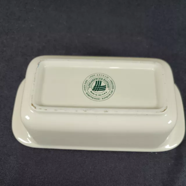 Longaberger Pottery Heirloom Ivory Loaf Pan Dish Woven Traditions 6x3x2 #34991 3