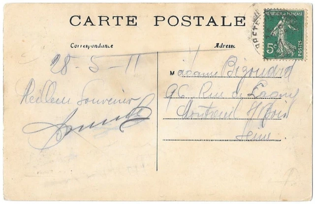 BRETEUIL-sur-ITON 27 Place Lafitte CPA written to Mrs. Bigoudra in May 1911 2