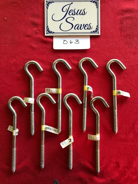 8- National Hardware N220-897  3/8" x 8" Zinc Plated Screw Hook  150 lb.    063