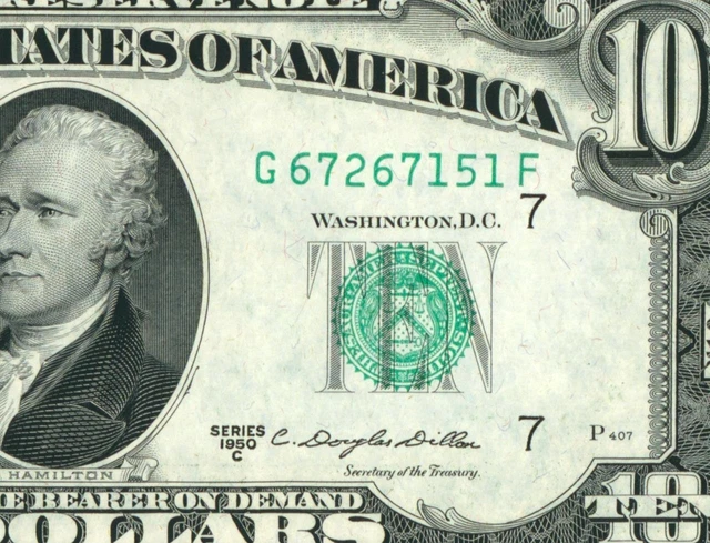 $10 1950 C ((CHOICE UNCIRCULATED)) Federal Reserve Note DAILY CURRENCY AUCTION