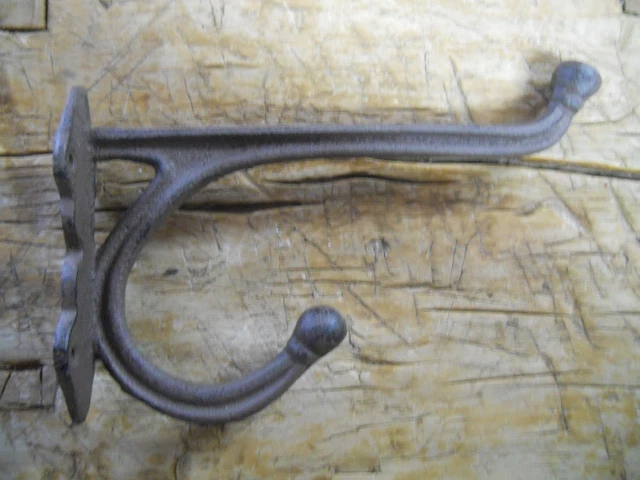 2 HUGE Cast Iron Western Cowboy Tack Saddle Coat Hooks Hat Hook Rack GARDEN