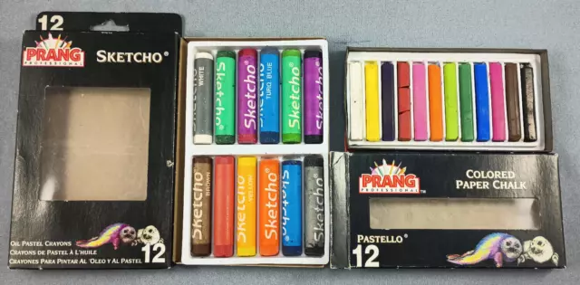 Dixon Prang 12 Oil Pastel Crayons 11660 Sketcho + 12 Pastello Paper Chalk 10441 2