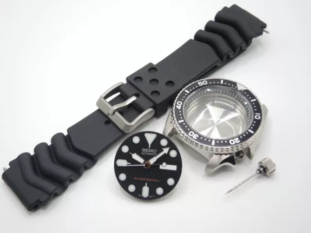 Nuevo Kit De Caja De Inserción Negra Inoxidable Reloj Seiko Large Divers...